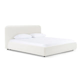Queen Liam + Mikala - Modern Ivory Fabric + Natural Oak 4-Piece Bedroom Set