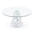 Modrest Lilly - Modern 12mm Round Glass + White Dining Table