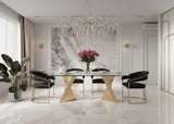 Modrest Buquet - Glam Glass + Champagne Gold Rectangular Dining Table