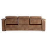 Back view of the Lioni Leather Power Motion Sofa by Bernhardt in Brown Leather