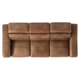 Top view of the Lioni Leather Power Motion Sofa by Bernhardt in Brown Leather