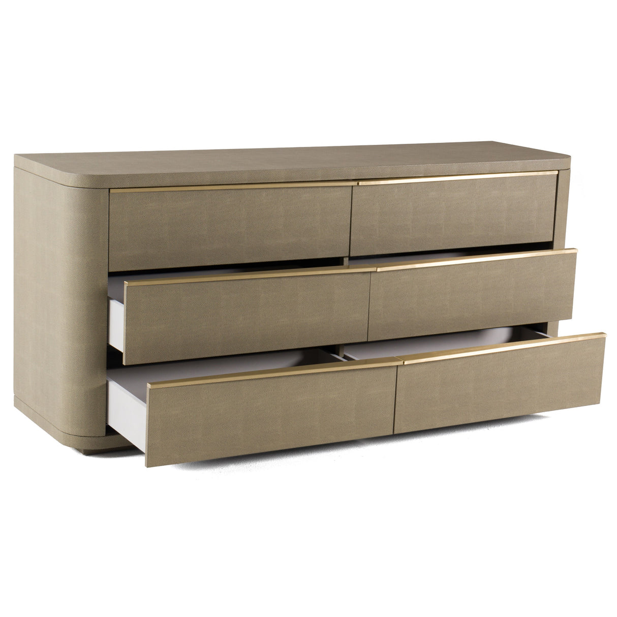 Lois - Modern Beige Shagreen + Brass Dresser - View Image 1