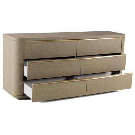 Lois - Modern Beige Shagreen + Brass Dresser - View Image 1