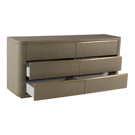 Lois - Modern Beige Shagreen + Brass Dresser - View Image 1