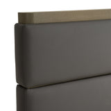 Eastern King Lois - Modern Grey Leather & Beige Shagreen High Headboard Bed - View Image 1