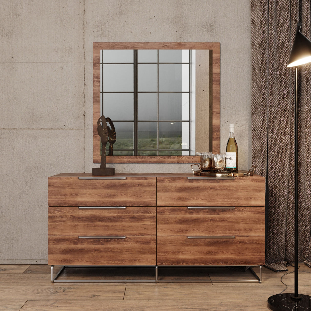 Queen Lorenzo Italian Modern Walnut Bedroom Set