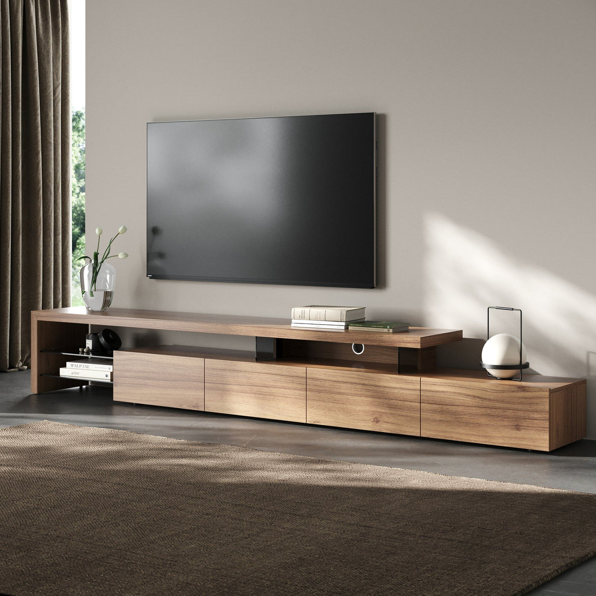 Modrest Loreta - Modern Walnut TV Stand