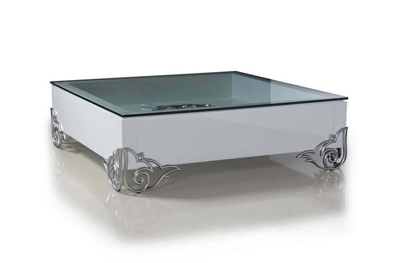 LS538 Emma Modern White Coffee Table w/ Glass Top | VIG - Home Elegance USA
