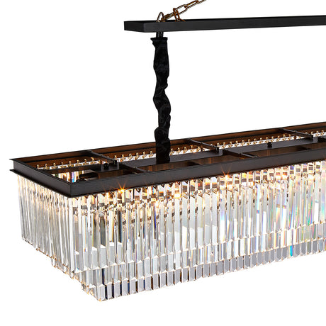 Allure 20-Light LED Chandelier – Black Rectangular Crystal Modern Lighting Fixture