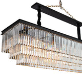 Allure 20-Light LED Chandelier – Black Rectangular Crystal Modern Lighting Fixture