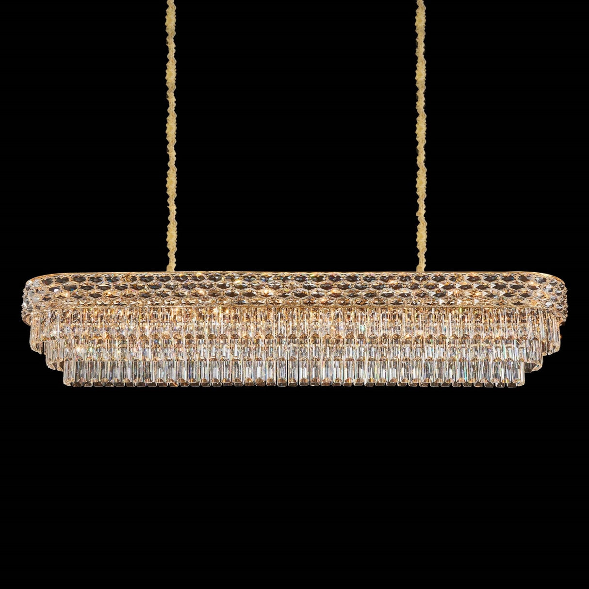 Aurelia 19-Light Rectangular Chandelier – Gold Crystal Luxury Linear Lighting Fixture