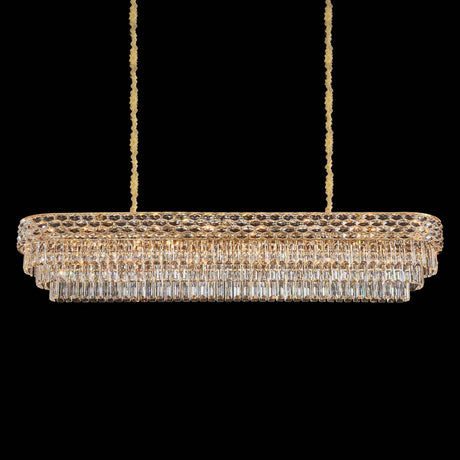 Aurelia 19-Light Rectangular Chandelier – Gold Crystal Luxury Linear Lighting Fixture