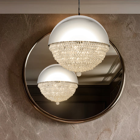 Eclipse LED Chandelier – Silver Dome Modern Contemporary Light Fixture