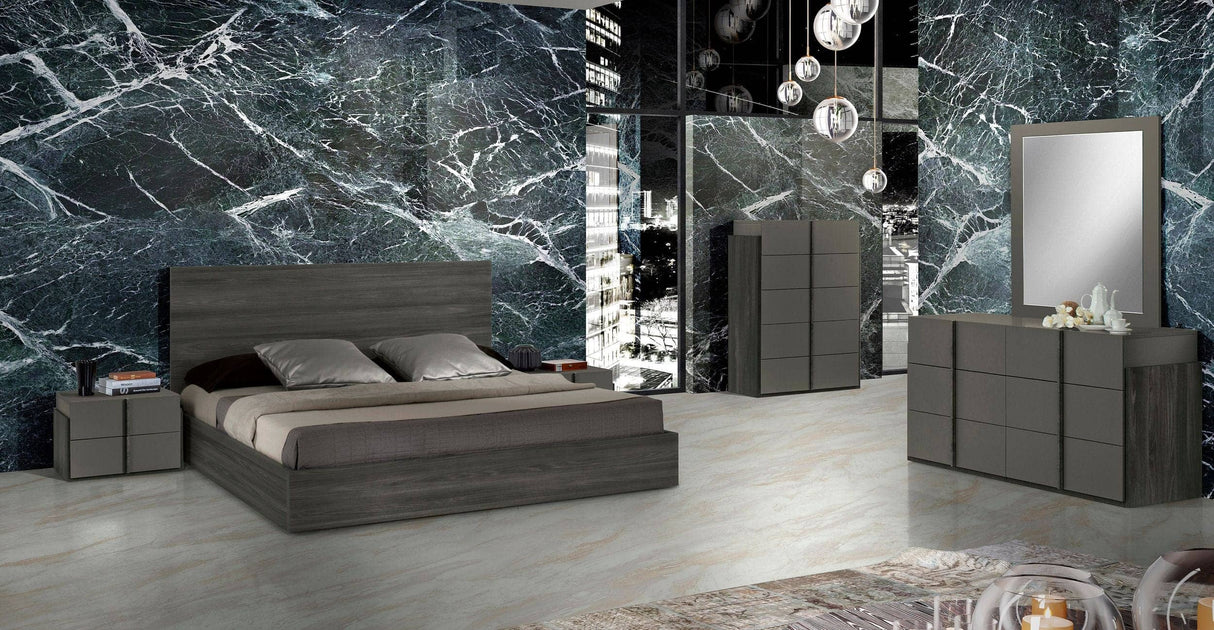 Eastern King Lucia - Italian Modern Matte Grey / Elm Grey Bedroom Set - View Image 1