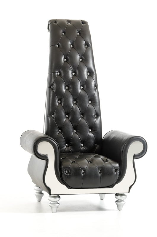 Divani Casa Luxe Neo - Clasical Black Italian Leather Tall Chair - VGKND6032 - BLK - Home Elegance USA - 1