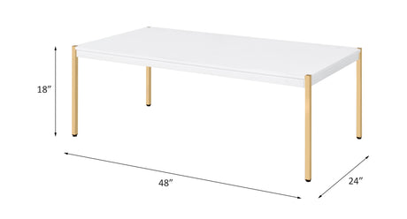 Acme - Otrac Coffee Table LV00034 White & Gold Finish