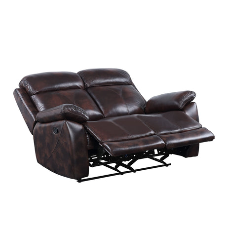 Acme - Perfiel Motion Loveseat LV00067 Two Tone Dark Brown Top Grain Leather