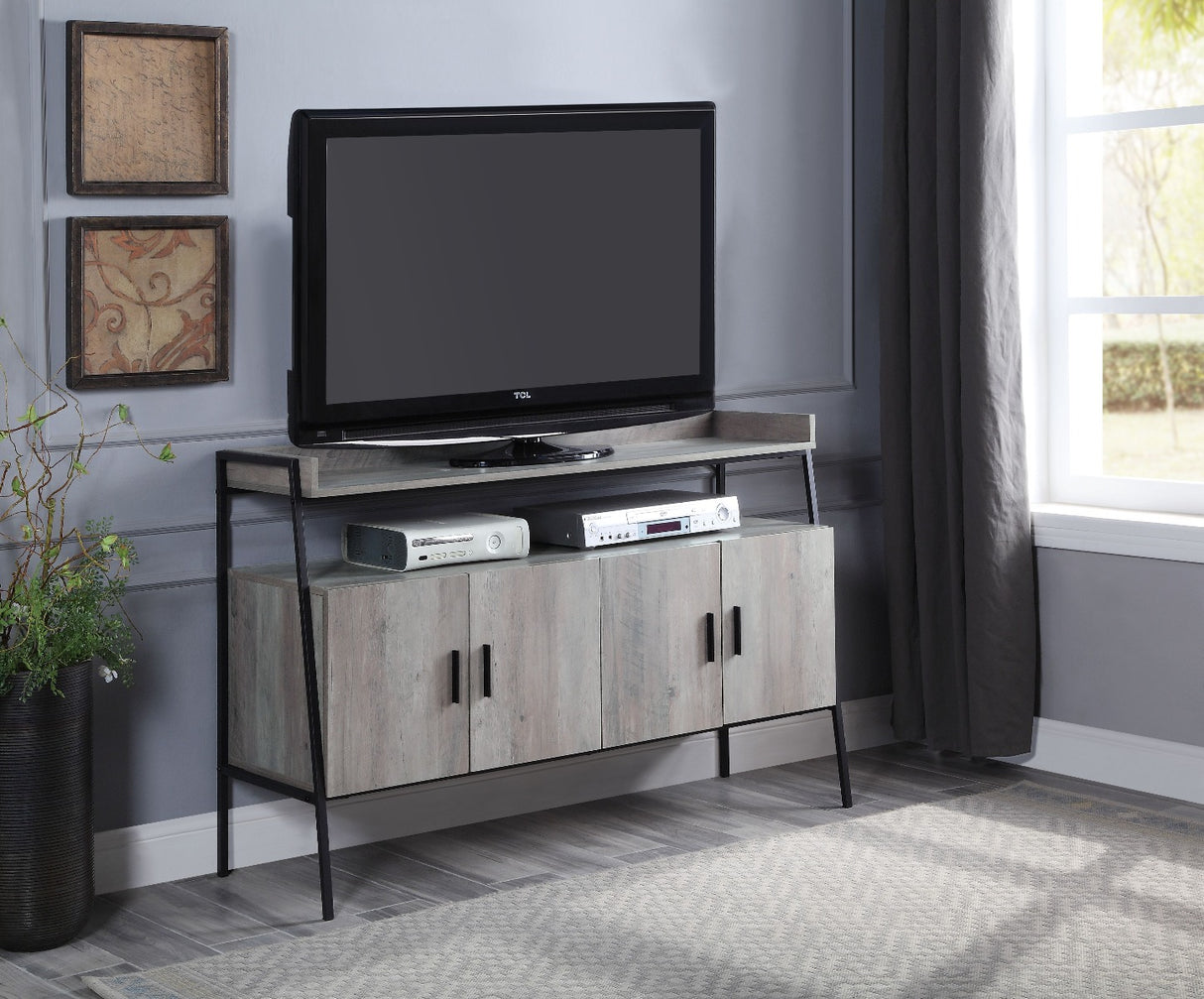 Acme - Samiya Tv Stand LV00151 Gray Oak & Black Finish