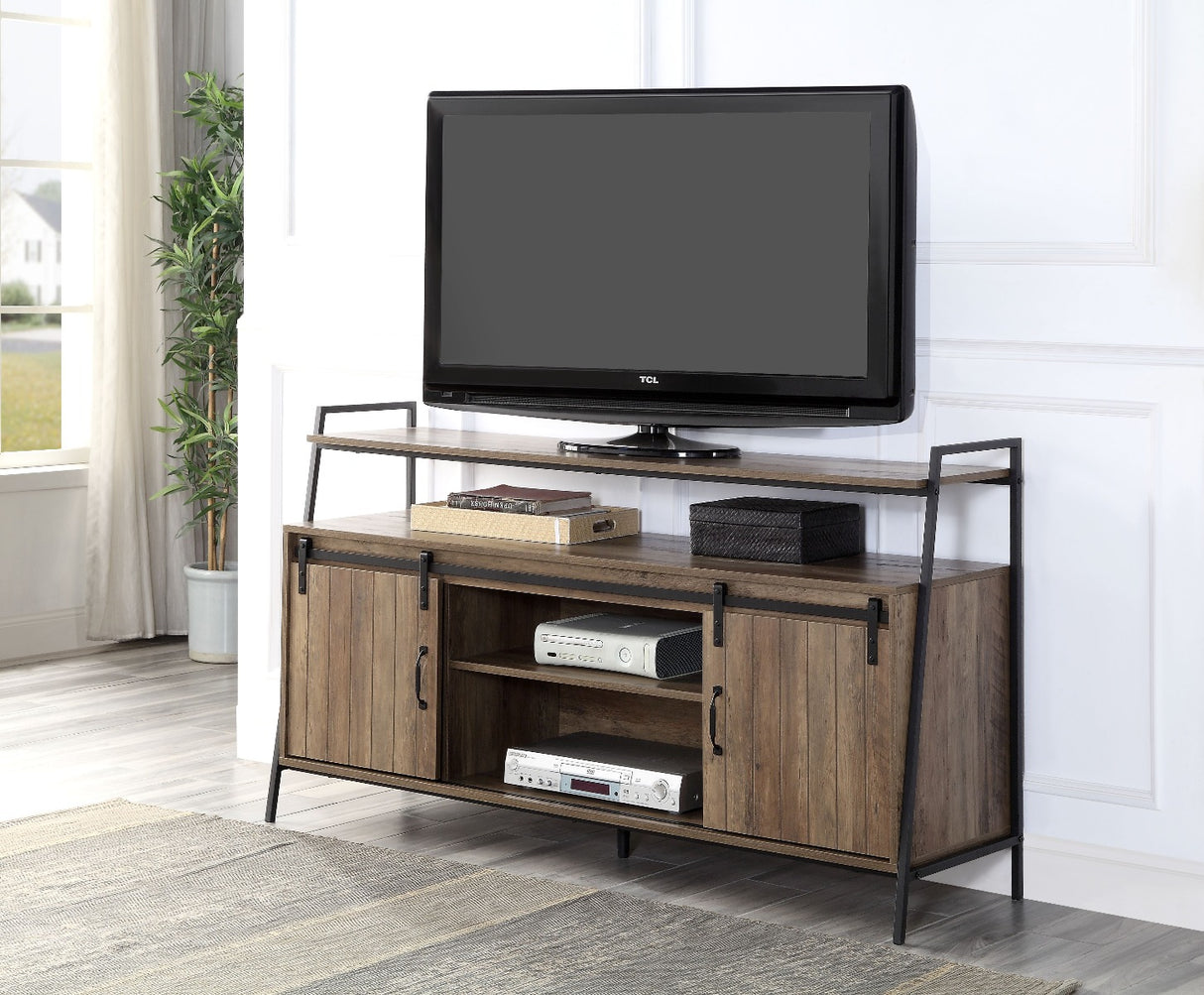 Acme - Rashawn Tv Stand LV00152 Rustic Oak & Black Finish