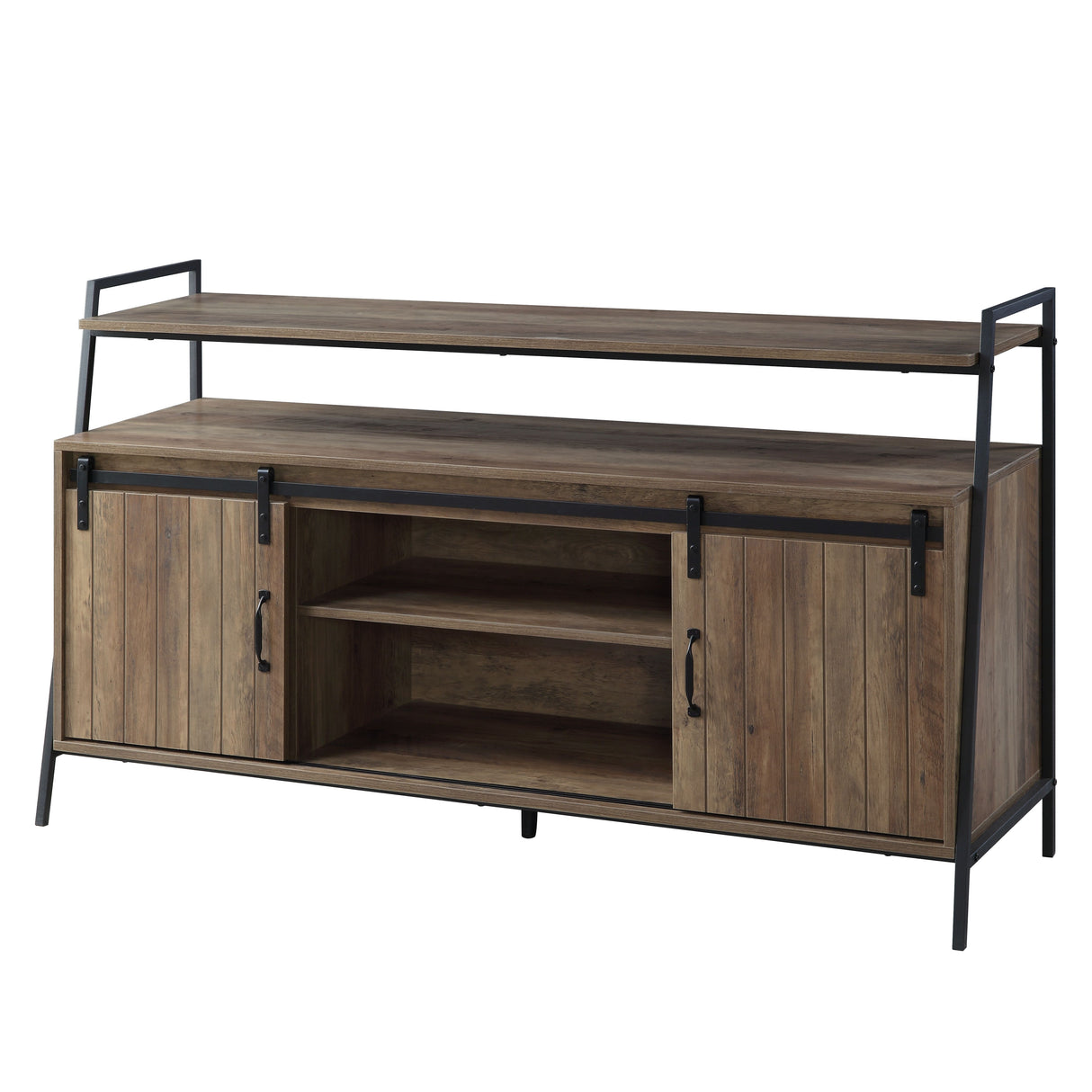 Acme - Rashawn Tv Stand LV00152 Rustic Oak & Black Finish