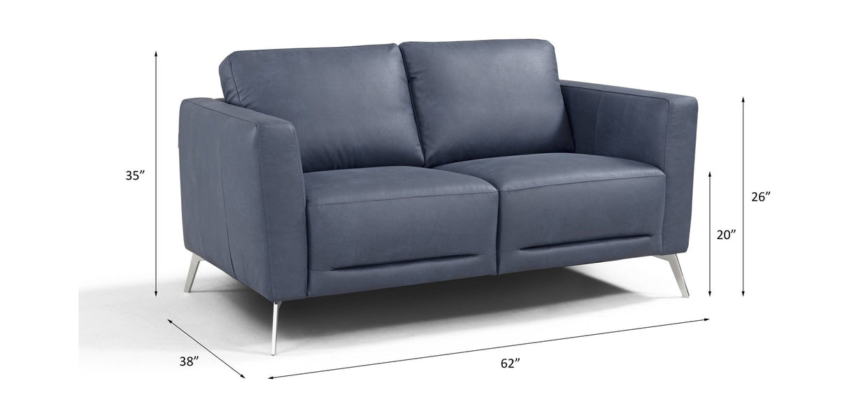 Astonic Loveseat LV00213 Blue Leather | Acme | Home Elegance USA