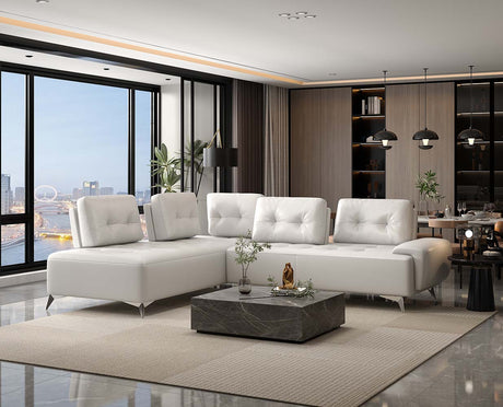 Acme - Turano Sectional Sofa LV00215 Pearl White Leather