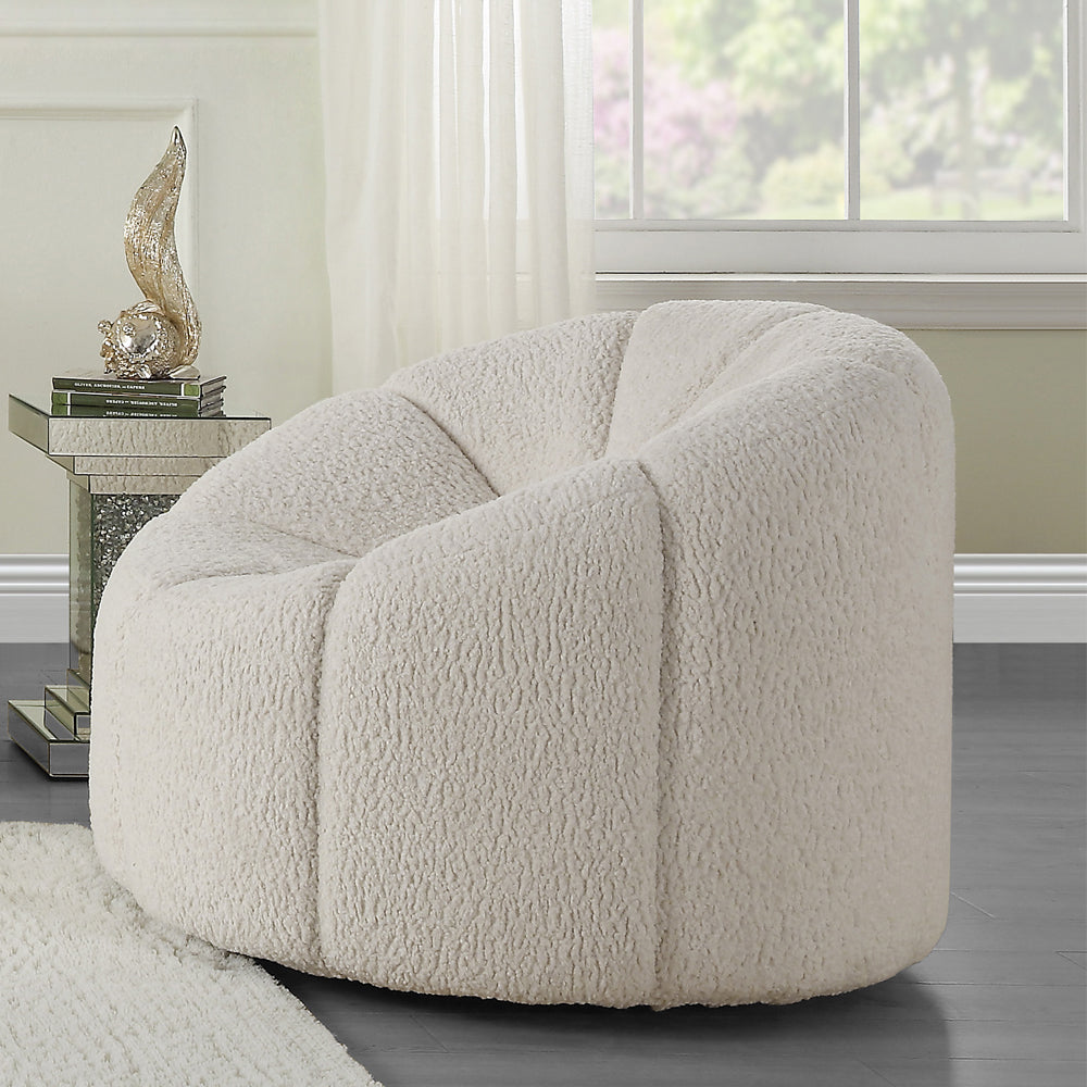 Acme - Osmash Chair W/Swivel LV00230 White Teddy Sherpa