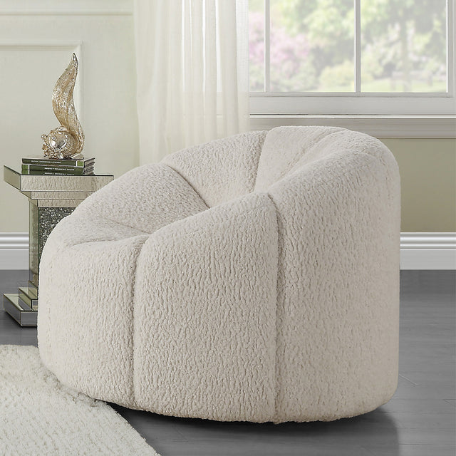 Acme - Osmash Chair W/Swivel LV00230 White Teddy Sherpa