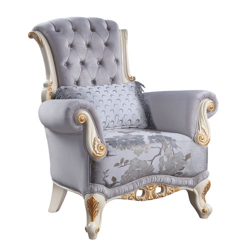 Acme - Galelvith Chair W/Pillows LV00256 Gray Fabric