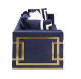 Acme - Virrux Loveseat W/4 Pillows LV00294 Blue Velvet & Gold Finish