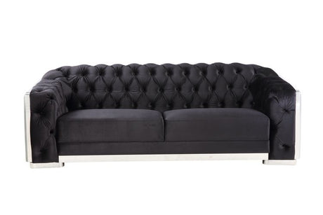 Acme - Pyroden Sofa LV00296 Black Velvet & Chrome Finish