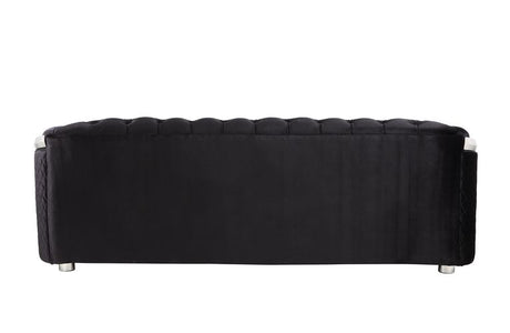 Acme - Pyroden Sofa LV00296 Black Velvet & Chrome Finish