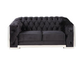 Acme - Pyroden Loveseat LV00297 Black Velvet & Chrome Finish