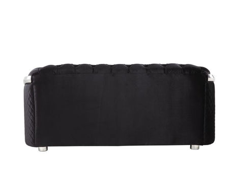 Acme - Pyroden Loveseat LV00297 Black Velvet & Chrome Finish