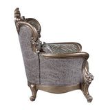 Acme - Elozzol Chair W/Pillow LV00301 Fabric & Antique Bronze Finish