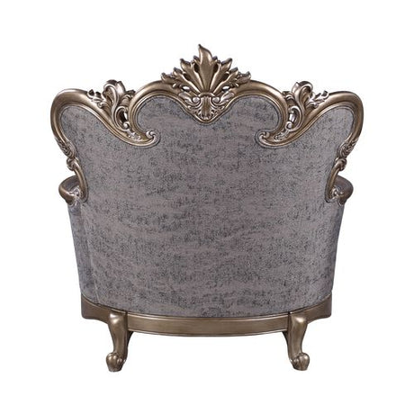 Acme - Elozzol Chair W/Pillow LV00301 Fabric & Antique Bronze Finish