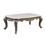 Acme - Elozzol Coffee Table LV00302 Marble Top & Antique Bronze Finish