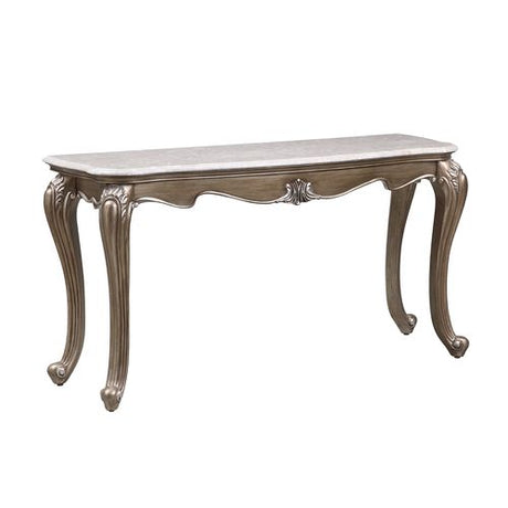 Acme - Elozzol Sofa Table LV00304 Marble Top & Antique Bronze Finish