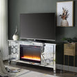 Acme - Noralie Tv Stand W/Fireplace LV00312 Mirrored & Faux Diamonds