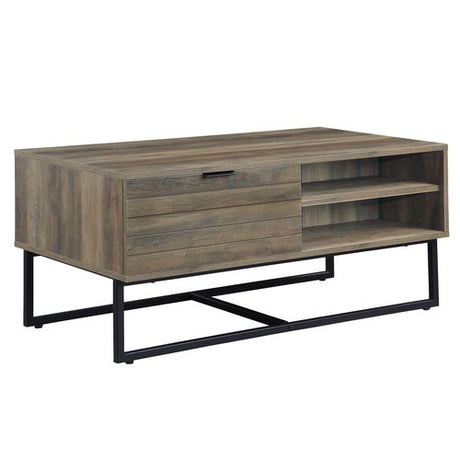 Acme - Homare Coffee Table LV00323 Rustic Oak & Black Finish