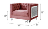 Acme - Heibero II Chair LV00329 Pink Velvet & Faux Diamond Trim