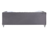 Acme - Heibero II Sofa W/2 Pillows LV00330 Gray Velvet & Faux Diamond Trim