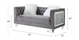 Acme - Heibero II Loveseat W/2 Pillows LV00331 Gray Velvet & Faux Diamond Trim