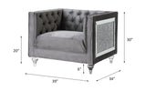 Acme - Heibero II Chair LV00332 Gray Velvet & Faux Diamond Trim