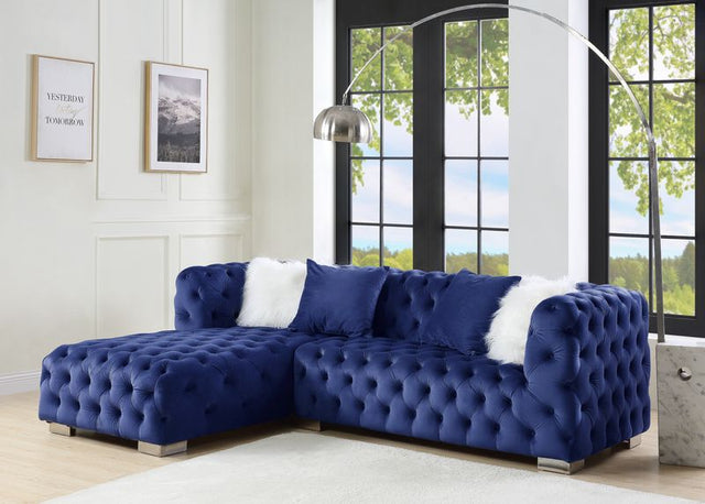 Acme - Syxtyx Sectional Sofa W/4 Pillows LV00333 Blue Velvet