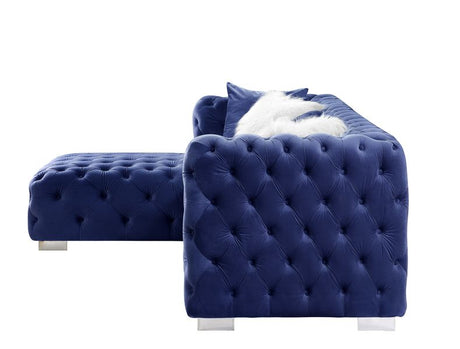 Acme - Syxtyx Sectional Sofa W/4 Pillows LV00333 Blue Velvet