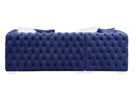 Acme - Syxtyx Sectional Sofa W/4 Pillows LV00333 Blue Velvet