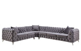 Acme - Wugtyx Sectional Sofa W/3 Pillows LV00335 Dark GrayVelvet