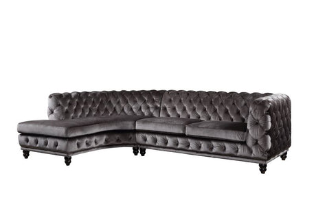 Atesis Sectional Sofa LV00337 Dark Gray Velvet | Acme - LV00337 - Home Elegance USA - 2