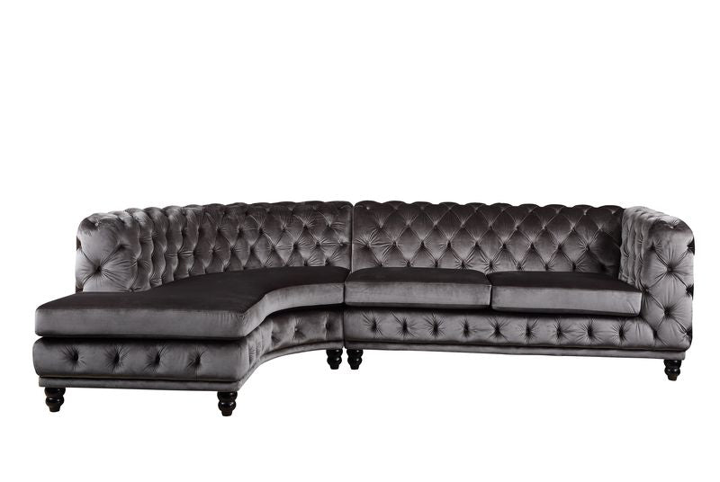 Atesis Sectional Sofa LV00337 Dark Gray Velvet | Acme | Home Elegance USA